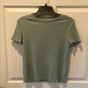 Green Ribbed Girls top xl 14/16